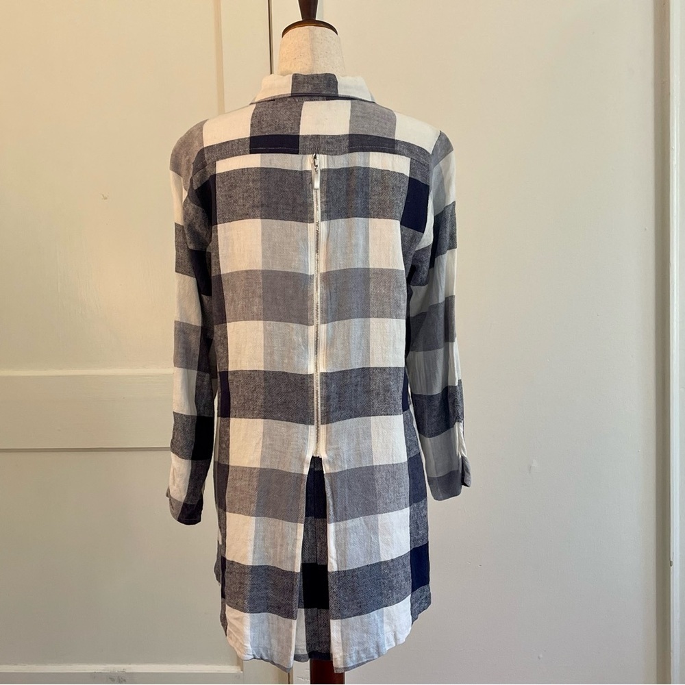 Soft Surroundings Classic Plaid Button-Up Shirt with Zipper Detail Size M - Picture 5 of 10